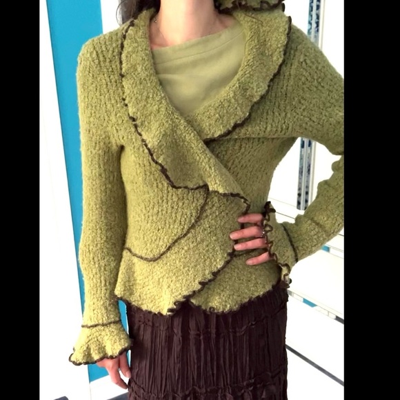 Green Textured Women's Cardigan - Picture 10 of 12